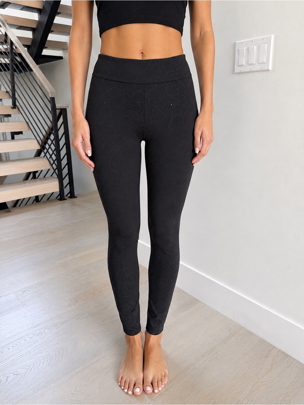 Heart shaped Black High-Waist Warm Leggings size S
